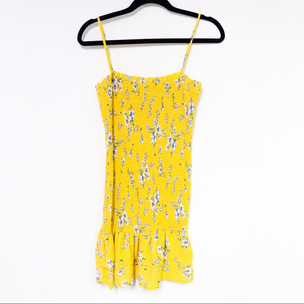 Yellow smocked floral dress